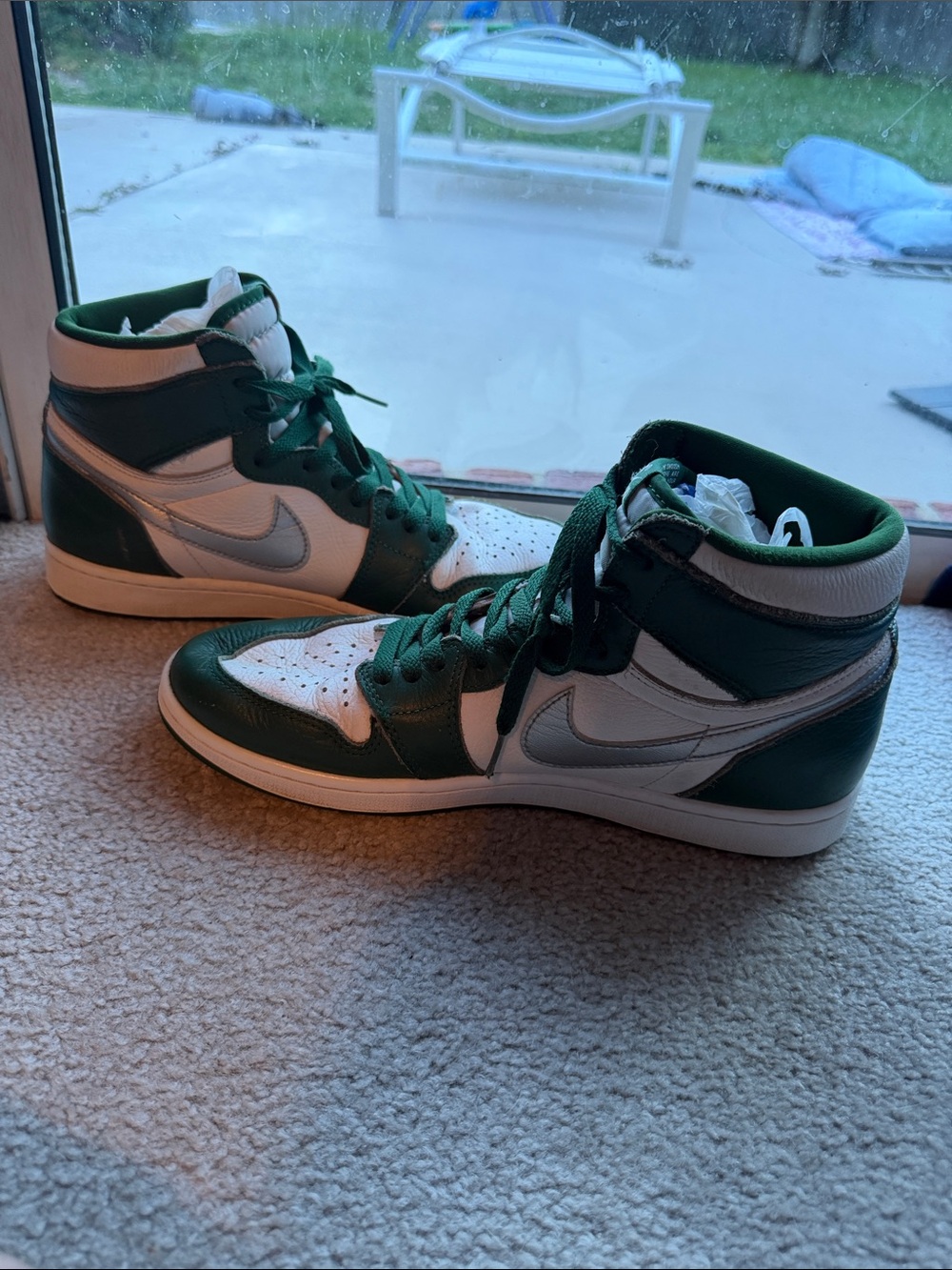 Nike Air Jordan 1 Retro High OG "Gorge Green" White Silver Sneakers. Mens 10.5 - Picture 3 of 7